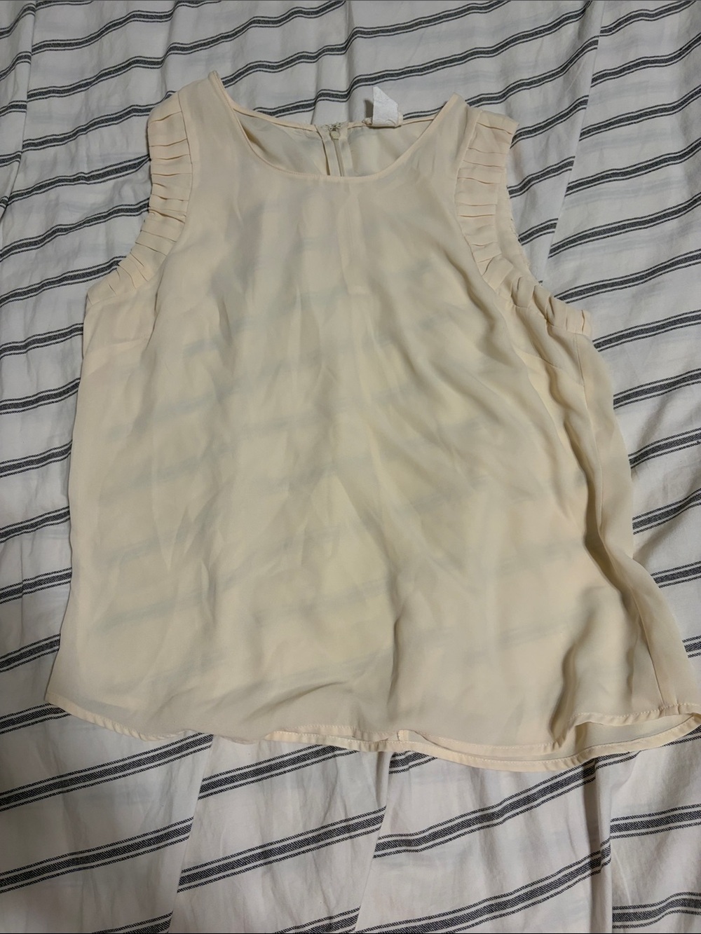 Sleeveless Cream Ruffle-Trim Blouse - Women